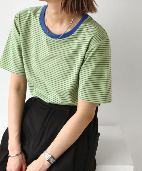 Chillfar（チルファー）の「Tee付きボーダーキャミワンピ（ワンピース・レディース・グリーン/ピンク/オレンジ/ネイビー・FREE）」の10枚目の写真