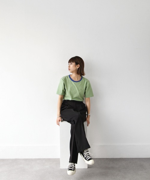 Chillfar（チルファー）の「Tee付きボーダーキャミワンピ（ワンピース・レディース・グリーン/ピンク/オレンジ/ネイビー・FREE）」の13枚目の写真