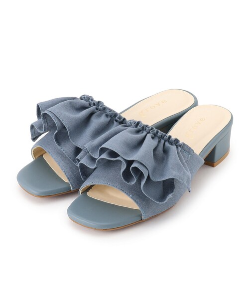 grove（グローブ）の「◆フリルディティールがレディライクなミュールサンダル（サンダル・レディース・ブラック/オフホワイト/ブルー・35/45）」の7枚目の写真