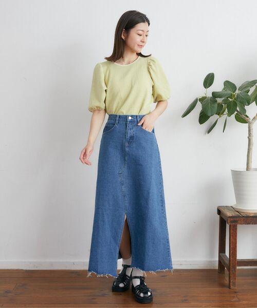 RETRO GIRL(レトロガール)の「ジャガードパフ袖Tee(Tシャツ/カットソー・レディース・オレンジ/イエロー/ブルー・FREE)」の19枚目の写真