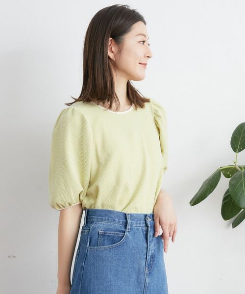 RETRO GIRL(レトロガール)の「ジャガードパフ袖Tee(Tシャツ/カットソー・レディース・オレンジ/イエロー/ブルー・FREE)」の8枚目の写真