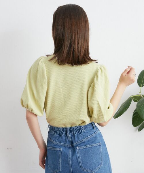 RETRO GIRL(レトロガール)の「ジャガードパフ袖Tee(Tシャツ/カットソー・レディース・オレンジ/イエロー/ブルー・FREE)」の14枚目の写真