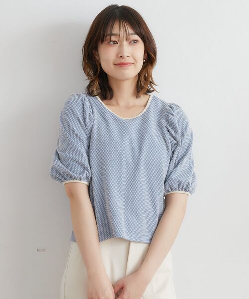 RETRO GIRL(レトロガール)の「ジャガードパフ袖Tee(Tシャツ/カットソー・レディース・オレンジ/イエロー/ブルー・FREE)」の15枚目の写真