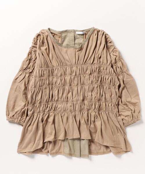 sandy（サンディー）の「sandy/シャーリングギャザーカットソー（Tシャツ/カットソー・レディース・ブラック/オフホワイト/チャコールグレー/ベージュ・FREE）」の4枚目の写真