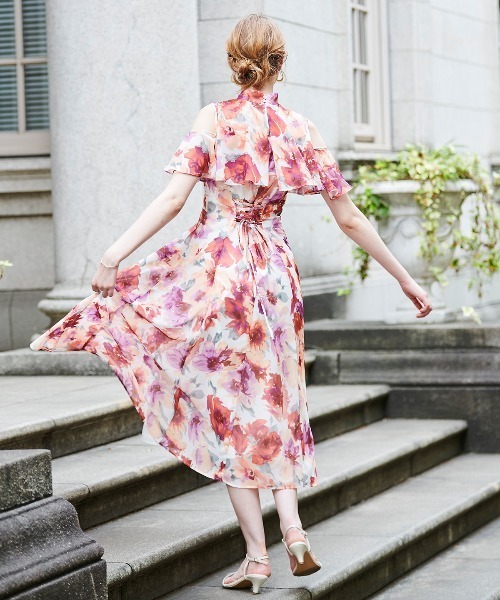 美品♥アンドクチュール♥花柄フリルワンピース アンドクチュール AND COUTURE 6/6(金)発売サンセットフラワー