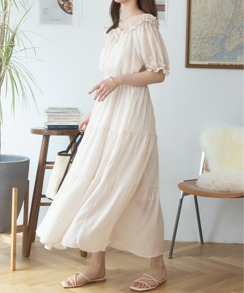 Ada.（エイダ）の「2WAYオフショルティアードシフォンワンピース（ワンピース・レディース・ブルー系その他/ピンク/ブラック/オフホワイト/ライトグリーン・FREE）」の21枚目の写真