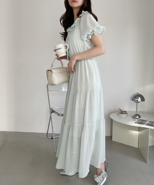 2WAY ワンピース オフショル ロング フレア シフォン フリル 楽天市場】オフショルダー シフォン ドレス レディース 送料無料