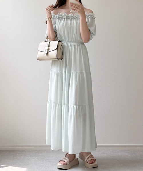 LIZ LISA フロントティアードシフォンワンピース ホワイト フロント