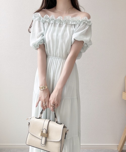 Ada.（エイダ）の「2WAYオフショルティアードシフォンワンピース（ワンピース・レディース・ブルー系その他/ピンク/ブラック/オフホワイト/ライトグリーン・FREE）」の15枚目の写真