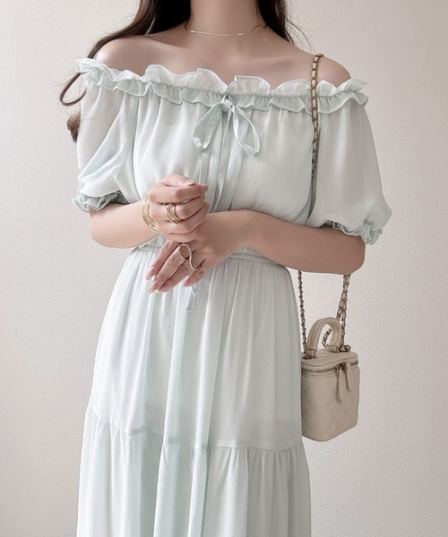Ada.（エイダ）の「2WAYオフショルティアードシフォンワンピース（ワンピース・レディース・ブルー系その他/ピンク/ブラック/オフホワイト/ライトグリーン・FREE）」の13枚目の写真