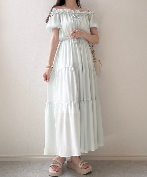 Ada.（エイダ）の「2WAYオフショルティアードシフォンワンピース（ワンピース・レディース・ブルー系その他/ピンク/ブラック/オフホワイト/ライトグリーン・FREE）」の12枚目の写真