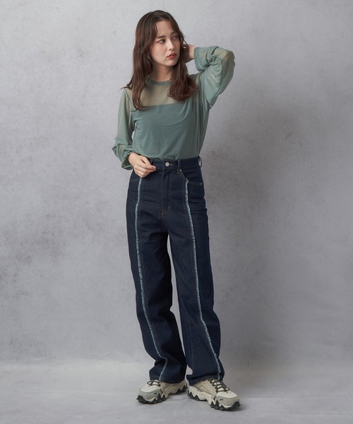 Lull(ルル)の「【Lull / ルル】新色登場!大人気シンプルシンプルシアーカットソー(Tシャツ/カットソー・レディース・ブラック/ホワイト/グリーン系その他/ブルー・ONESIZE)」の22枚目の写真