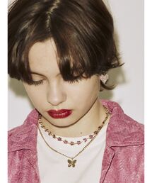 カラーバタフライダブルネックレス