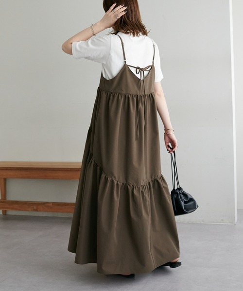 DISCOAT（ディスコート）の「《新色追加》【WEB限定】ラウンドティアードキャミワンピース（ワンピース・レディース・ブラウン/ブラック/ホワイト/グレー/ホワイト系その他/ベージュ・MEDIUM）」の9枚目の写真