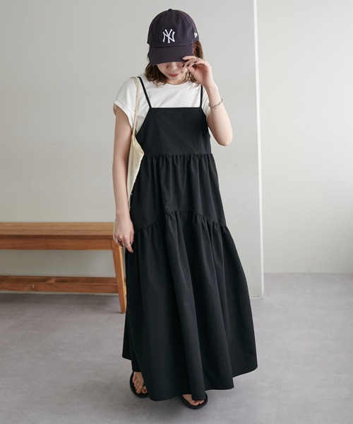 DISCOAT（ディスコート）の「《新色追加》【WEB限定】ラウンドティアードキャミワンピース（ワンピース・レディース・ブラウン/ブラック/ホワイト/グレー/ホワイト系その他/ベージュ・MEDIUM）」の12枚目の写真