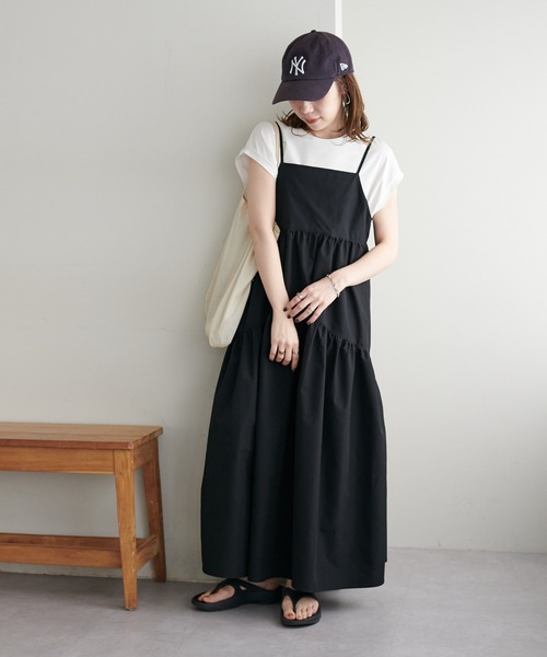 DISCOAT（ディスコート）の「《新色追加》【WEB限定】ラウンドティアードキャミワンピース（ワンピース・レディース・ブラウン/ブラック/ホワイト/グレー/ホワイト系その他/ベージュ・MEDIUM）」の16枚目の写真