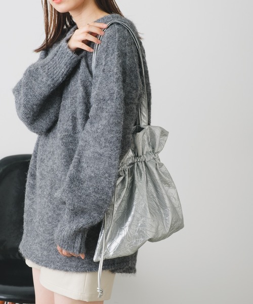 Kastane（カスタネ）の「クリンクルトートバッグ（トートバッグ・レディース・ブラック/シルバー・FREE）」の7枚目の写真