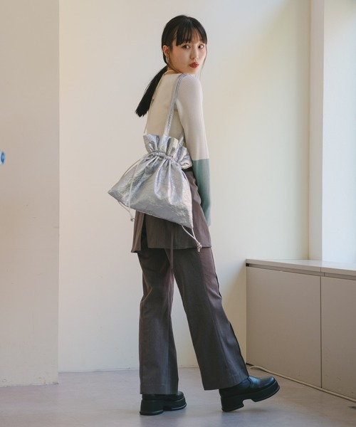 Kastane（カスタネ）の「クリンクルトートバッグ（トートバッグ・レディース・ブラック/シルバー・FREE）」の9枚目の写真