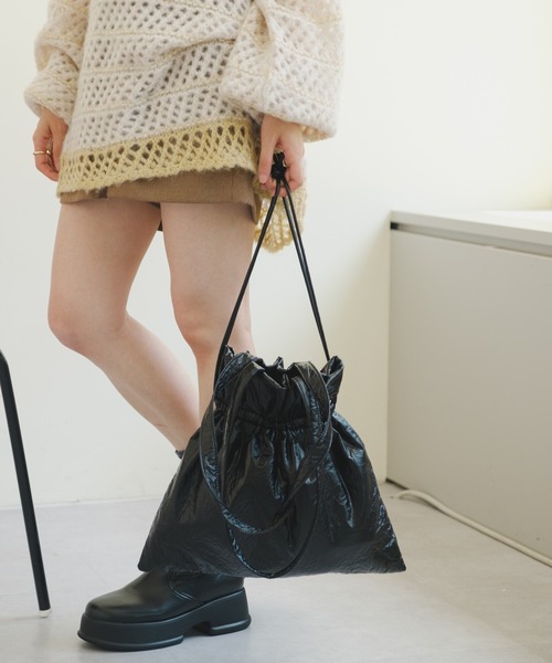 Kastane（カスタネ）の「クリンクルトートバッグ（トートバッグ・レディース・ブラック/シルバー・FREE）」の12枚目の写真