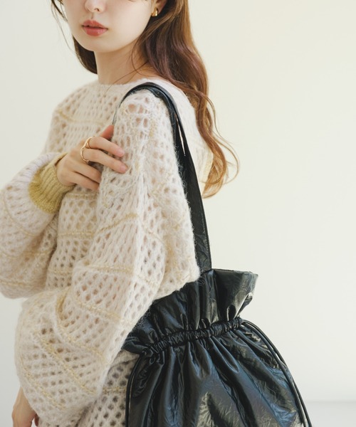 Kastane（カスタネ）の「クリンクルトートバッグ（トートバッグ・レディース・ブラック/シルバー・FREE）」の3枚目の写真