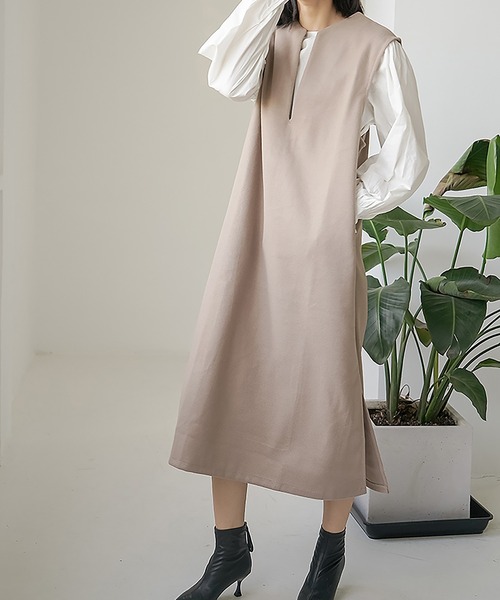 スリットネックワンピース Ray BEAMS ワンピース スリットネック ボリューム : ZOZOTOWN