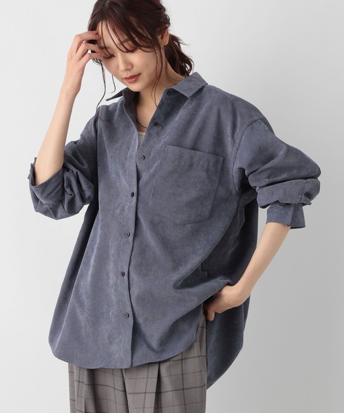 GLOBAL WORK（グローバルワーク）の「イージーケアコーデュロイシャツ/906655（シャツ/ブラウス・レディース・アイボリー/ピンク系その他/ブルー/モカ・FREE）」の3枚目の写真
