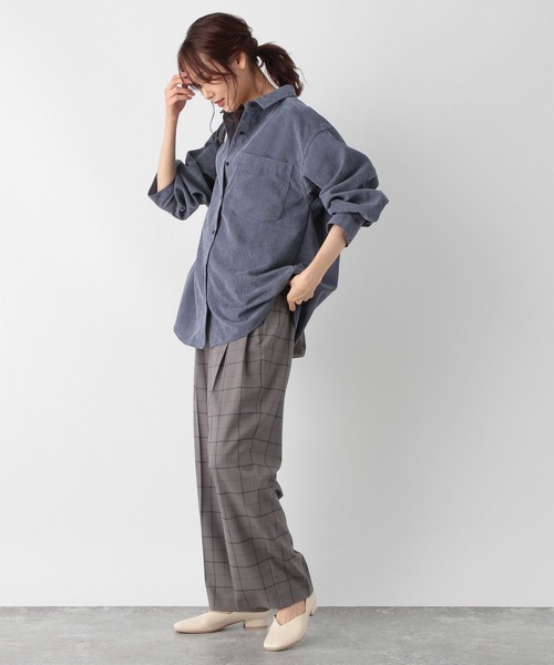 GLOBAL WORK（グローバルワーク）の「イージーケアコーデュロイシャツ/906655（シャツ/ブラウス・レディース・アイボリー/ピンク系その他/ブルー/モカ・FREE）」の19枚目の写真