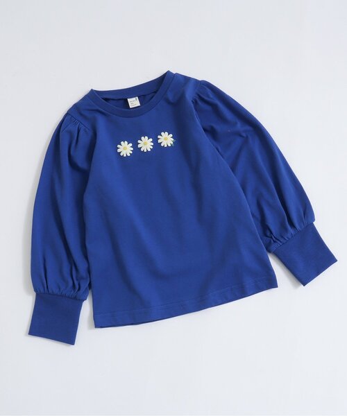 apres les cours(アプレレクール)の「【WEB限定】さくらんぼ・デイジーモチーフパワショルTシャツ(Tシャツ/カットソー・キッズ・チャコール/ラベンダー/アイボリー/ブルー・80/110/90/100/120/140/130)」の3枚目の写真