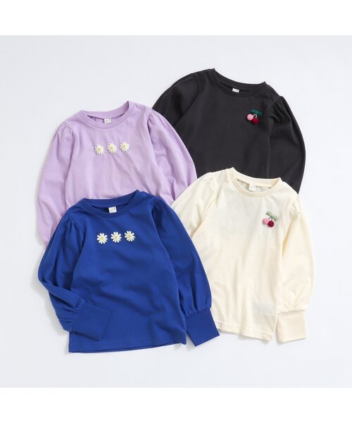 apres les cours(アプレレクール)の「【WEB限定】さくらんぼ・デイジーモチーフパワショルTシャツ(Tシャツ/カットソー・キッズ・チャコール/ラベンダー/アイボリー/ブルー・80/110/90/100/120/140/130)」の20枚目の写真