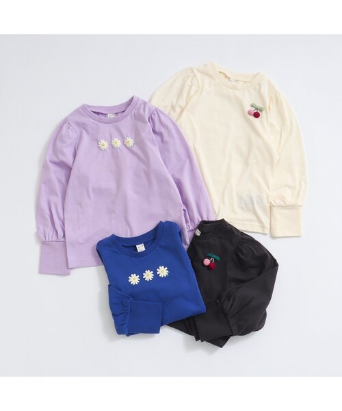 apres les cours(アプレレクール)の「【WEB限定】さくらんぼ・デイジーモチーフパワショルTシャツ(Tシャツ/カットソー・キッズ・チャコール/ラベンダー/アイボリー/ブルー・80/110/90/100/120/140/130)」の19枚目の写真