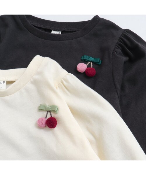 apres les cours(アプレレクール)の「【WEB限定】さくらんぼ・デイジーモチーフパワショルTシャツ(Tシャツ/カットソー・キッズ・チャコール/ラベンダー/アイボリー/ブルー・80/110/90/100/120/140/130)」の18枚目の写真