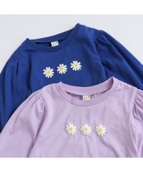 apres les cours(アプレレクール)の「【WEB限定】さくらんぼ・デイジーモチーフパワショルTシャツ(Tシャツ/カットソー・キッズ・チャコール/ラベンダー/アイボリー/ブルー・80/110/90/100/120/140/130)」の17枚目の写真