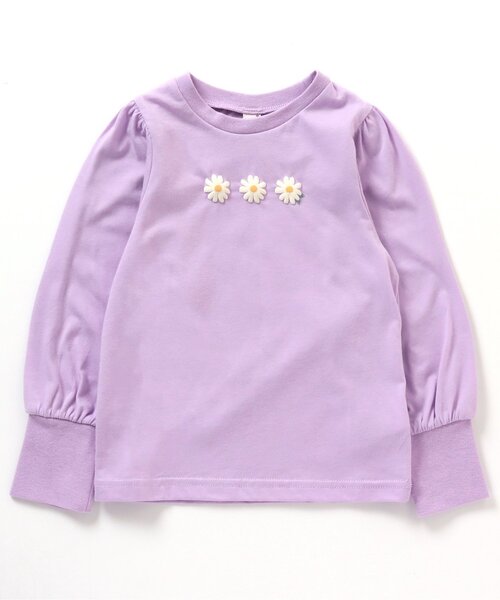 apres les cours(アプレレクール)の「【WEB限定】さくらんぼ・デイジーモチーフパワショルTシャツ(Tシャツ/カットソー・キッズ・チャコール/ラベンダー/アイボリー/ブルー・80/110/90/100/120/140/130)」の10枚目の写真