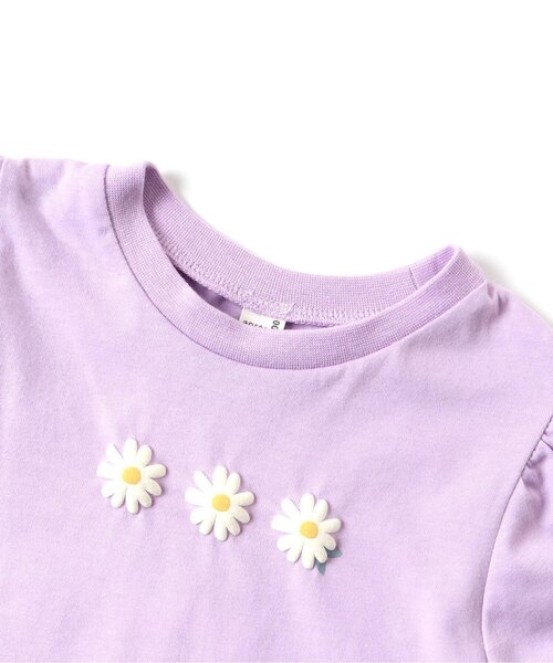 apres les cours(アプレレクール)の「【WEB限定】さくらんぼ・デイジーモチーフパワショルTシャツ(Tシャツ/カットソー・キッズ・チャコール/ラベンダー/アイボリー/ブルー・80/110/90/100/120/140/130)」の5枚目の写真