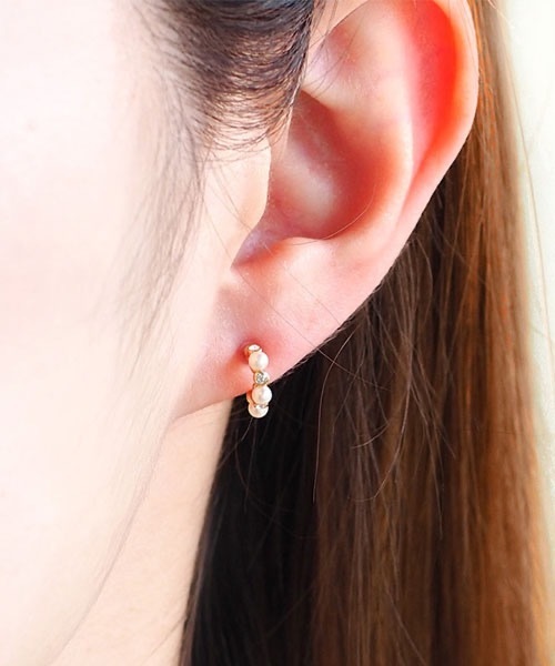 itam（アイタム）の「【itam】アイタム /パールセラミックポストピアス/ 金属アレルギー対応ピアス（ピアス（両耳用）・レディース・ピンクゴールド/ゴールド・FREE）」の2枚目の写真