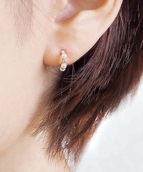 itam（アイタム）の「【itam】アイタム /パールセラミックポストピアス/ 金属アレルギー対応ピアス（ピアス（両耳用）・レディース・ピンクゴールド/ゴールド・FREE）」の3枚目の写真