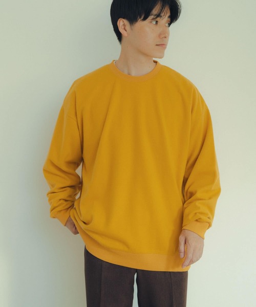 ITEMS URBANRESEARCH（アイテムズ アーバンリサーチ）の「起毛フライス クルーネックプルオーバー（Tシャツ/カットソー・メンズ・ベージュ/ブラック/ネイビー/マスタード/バーガンディー・MEDIUM/LARGE）」の4枚目の写真