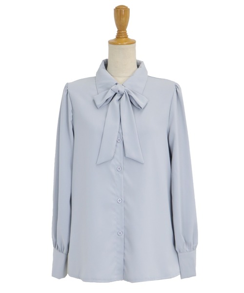 BLUEEAST（ブルーイースト）の「ボウタイリボンブラウス（シャツ/ブラウス・レディース・アイボリー系/ベージュ系/ピンクベージュ/オフホワイト/ネイビー/ブルーグレー/ブラック系/ブラック×ベージュ/ブラック/アイボリー/ブラウン/ホワイト系/ブラウン系・LARGE/MEDIUM）」の22枚目の写真