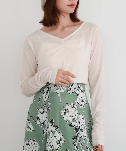archives(アルシーヴ)の「2wayシアーベロアギャザーTOPS(Tシャツ/カットソー・レディース・ブラウン/アイボリー/ブラック・MEDIUM)」の8枚目の写真