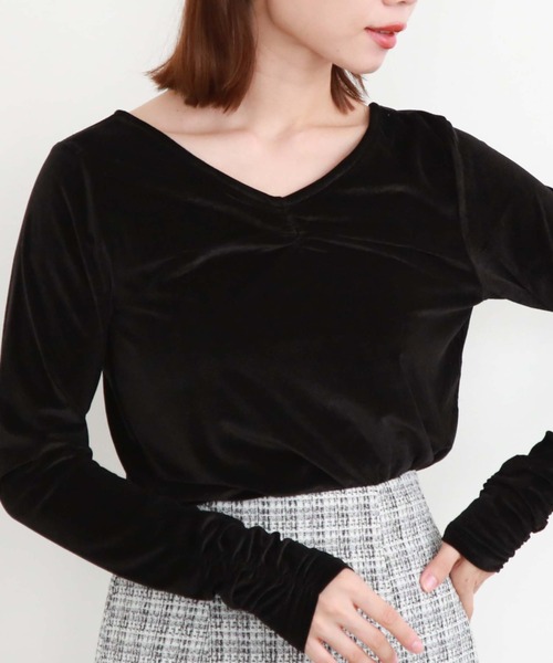 archives(アルシーヴ)の「2wayシアーベロアギャザーTOPS(Tシャツ/カットソー・レディース・ブラウン/アイボリー/ブラック・MEDIUM)」の12枚目の写真