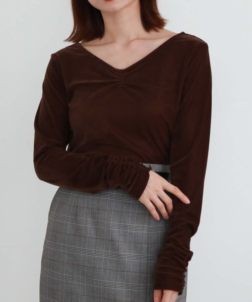 archives(アルシーヴ)の「2wayシアーベロアギャザーTOPS(Tシャツ/カットソー・レディース・ブラウン/アイボリー/ブラック・MEDIUM)」の21枚目の写真