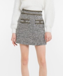 ウエストマークツイードミニスカート