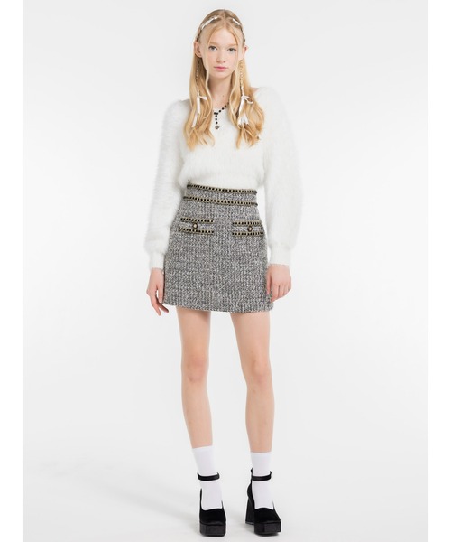 DURAS（デュラス）の「ウエストマークツイードミニスカート（スカート・レディース・ブラック/ピンク・M/S）」の19枚目の写真