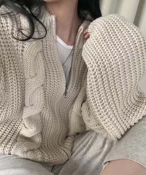 Véritécœur ベージュ リブ編み ニットセーター F 洗える】リブバックベルトニット（ニット/セーター） | FURRY