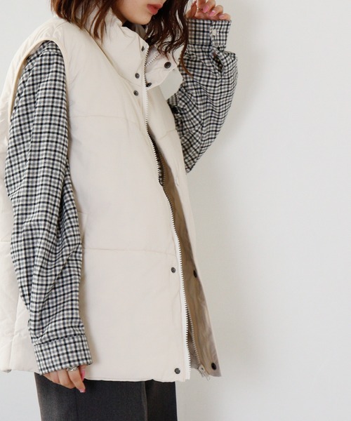 A.T,C in the attic homme(エーティーシーインジアティックオム)の「A.T,C in the attic homme タスラン裏コーティングビッグ中綿ベスト(ダウンベスト・メンズ・カーキ/ブラック/クリーム・M/L)」の19枚目の写真