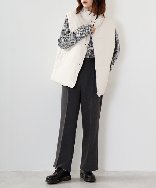 A.T,C in the attic homme(エーティーシーインジアティックオム)の「A.T,C in the attic homme タスラン裏コーティングビッグ中綿ベスト(ダウンベスト・メンズ・カーキ/ブラック/クリーム・M/L)」の21枚目の写真