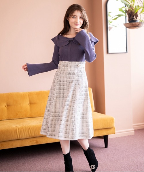 セール】□2023秋冬新作□リボンケープカラーニット/MM338316（ニット