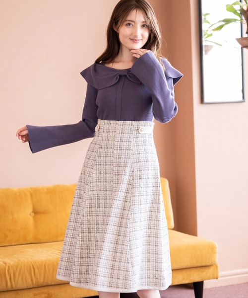 セール】□2023秋冬新作□リボンケープカラーニット/MM338316（ニット