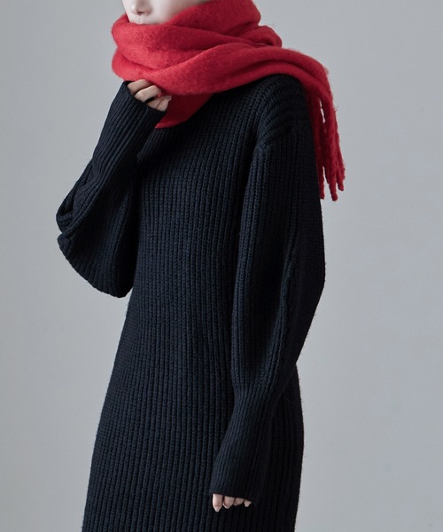 etoll.(エトル)の「エアーヤーンニットワンピース(ワンピース・レディース・ブラック/アイボリー/杢グレー・FREE)」の6枚目の写真