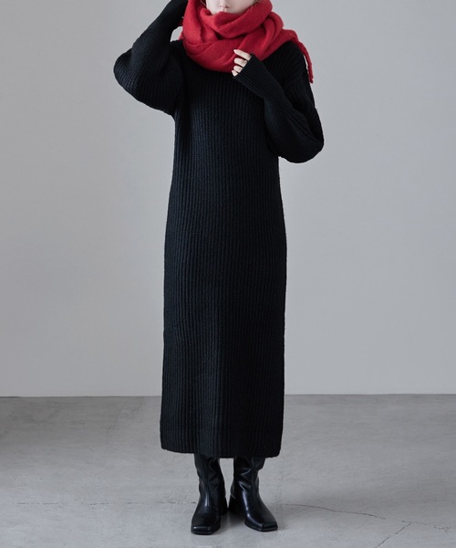 etoll.(エトル)の「エアーヤーンニットワンピース(ワンピース・レディース・ブラック/アイボリー/杢グレー・FREE)」の7枚目の写真